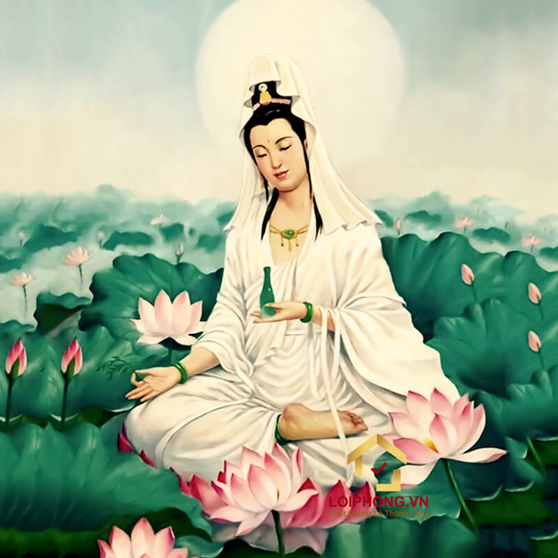 Phật Quan Thế Âm Bồ Tát ngồi trên đài hoa sen